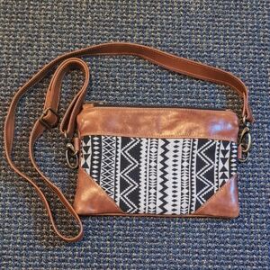 Handmade Brown and Black Patterned Women's Crossbody or Clutch Bag